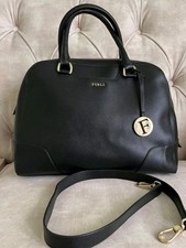 FURLA Black Saffiano Leather Large Top Handle Handbag