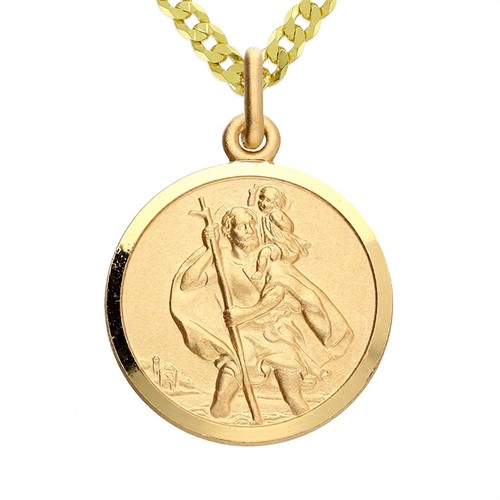 Gold christopher necklace - gold,