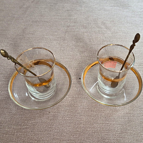Clear glass gold rim tea - glass,