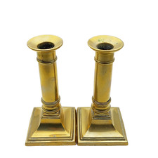 Pair of Antique Brass Georgian Style Small ex-ejector Candlesticks