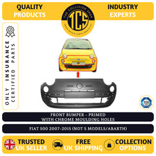 FRONT BUMPER - PRIMED - WITH CHROME MOULDING HOLES - FOR FIAT 500 2007-2015