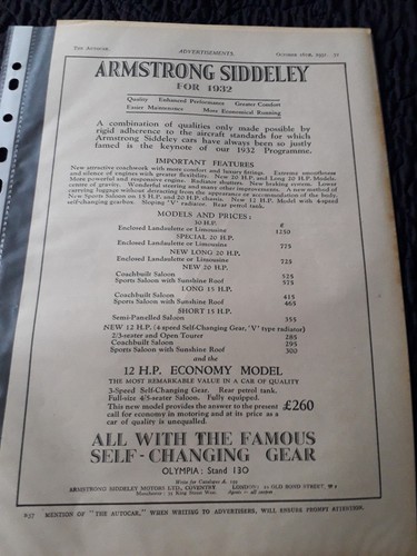 1931 armstrong siddeley with - armstrong,