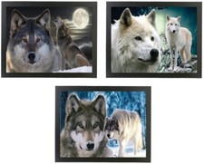 White Grey Howling Prowling Wolf Cushion Laptop Lap Dinner Tray Present Gift