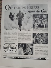 1942 The General Tire Fortune WW2 Print Ad Q3 Soldiers U.S. Army Gasmasks Smoke