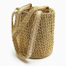 ZARA Bolso Mini Shopper Gold Beaded Bucket Bag. New Without Tags