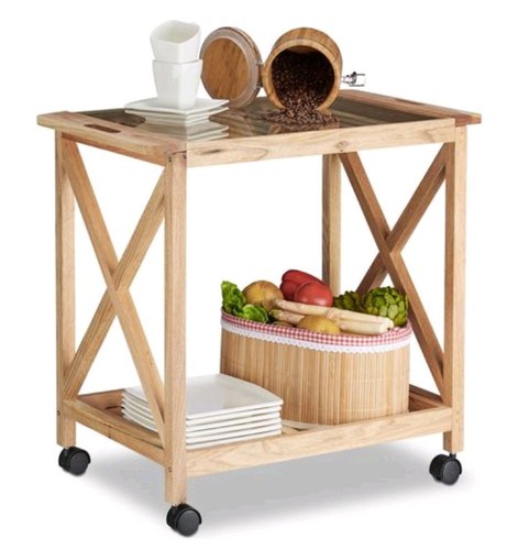 Relaxdays wooden kitchen cart - wooden,