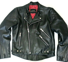 SUPERB MOTORCYCLE LEATHER BIKER JACKET - M - CLASSIC MANX CAFE RACER - VGC