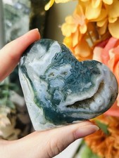 Large Moss Agate Heart 110g