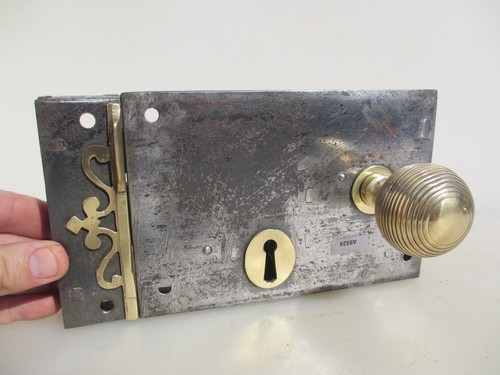 Victorian iron door latch rim - iron,