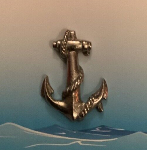 Ships anchor silver pewter pin - ships,