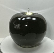 Wedgewood Apple Rare Color Smoky Grey Lead Crystal Paperweight Vintage Art Glass