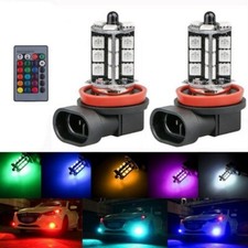 2x H11 H9 H8 5050 LED 27SMD RGB Car Fog Light Bulb Lamp Headlight Remote Control