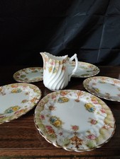 Antique Clifton China Wildblood Heath Alton 6 Piece Plate Set & Jug 1241 Rare