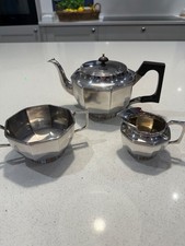Art Deco silver plated tea set -teapot, milk jug and sugar bowl 
