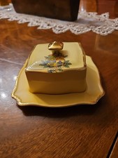 Vintage Royal Winton Grimwades England Yellow Butter Dish Canada Souvenir