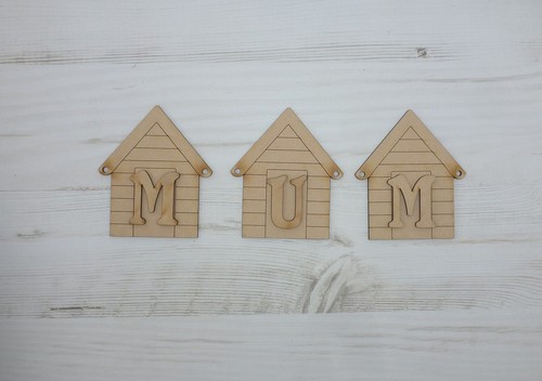 Bunting beach hut wooden mdf - bunting,