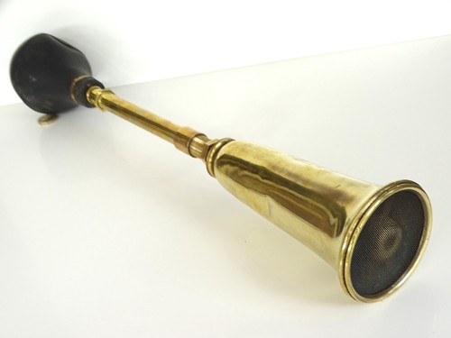 Vintage brass car horn rubber - horn,