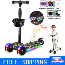 Adjustable Kids scooter 3 wheels kids kick push Flashing Led Light Up For Gift