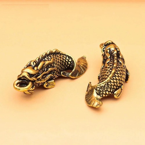 Copper dragon fish statue feng - copper,