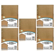 5 x A4 10 Parts Kraft Subject Divider Ring Binder Lever Arch File Index Cards
