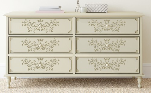Floral stencil scroll - scroll, french