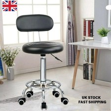 Swivel Saddle Salon Stool with Backrest - Adjustable Spa Barber Tattoo Chair UK