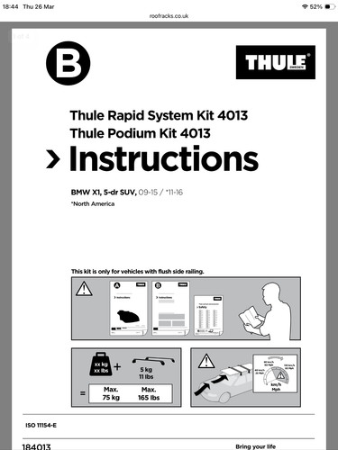 Thule fitting kit 4013 bmw - thule,