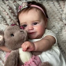 50cm Full Silicone Reborn Baby Doll Maddie Poseable Hand-Rooted Hair Realistic