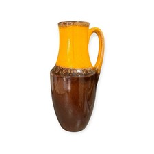 Scheurich 507-35 West German Fat Lava Vase Orange Brown Drip Glaze 1970s Retro
