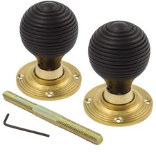 Wooden black beehive door knob - wooden,