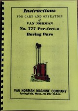 van norman 777 cylinder boring bar instructions manual booklet