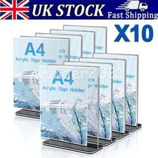 10* A4 Sign Print & Menu Holders Acrylic Perspex Plastic Leaflet Display Stands