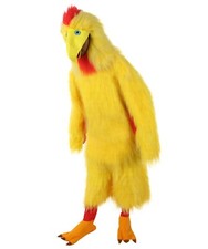 HPO Yellow and Red Chicken Costume with Mask  - Long Synthetic Fibers