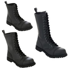 Boots & Braces Black Matt Rangers 8 10 14 Hole Steel Toe Punk Skinhead Biker
