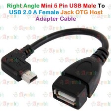 Right Angle Mini 5 Pin USB Male To USB 2.0 A Female Jack OTG Host Adapter Cable 