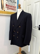 AQUASCUTUM Navy Gold Buttons Double Breasted Sports Jacket Blazer 44S
