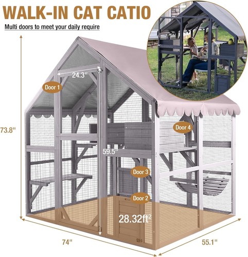Wooden outdoor cat - cat, catio