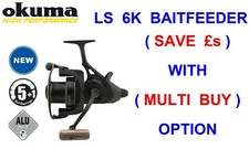 OKUMA LS-6K 6000 BAITFEEDER FS FREE SPOOL REEL CARP FISHING BIG PIT BAIT RUNNER