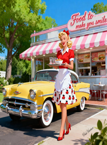 Retro 1950 s american - :,