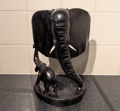 Vintage ebony elephant wood - elephant,