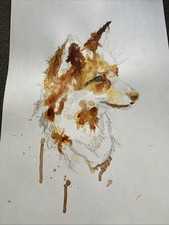 Fox Watercolour In Orange &