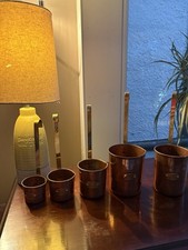 Set of 6 Vintage Copper Measuring Ladles with Brass Handles