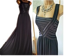BNWT Monsoon Myla Size 22 Black Stretch Jersey Maxi Evening Long Dress