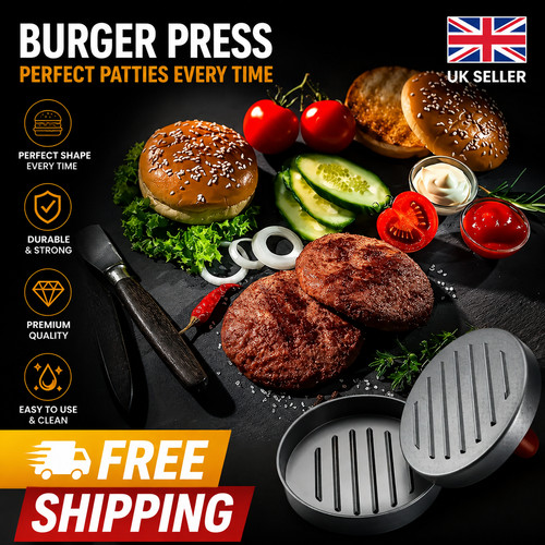 Burger press round - press, stainless