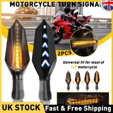 2pcs Motorcycle LED Turn Signals Lamp Sequential Flowing Lights Indicator Amber