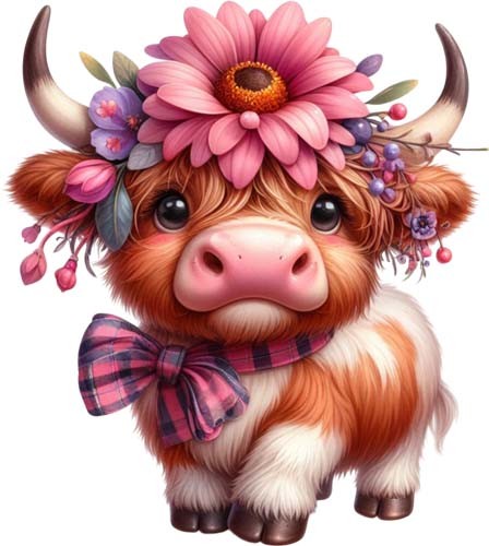 Funny rose highland cow - funny,