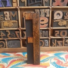 Huge Wooden Letterpress Printing Block Type 5 inches  High Of A Letter F.