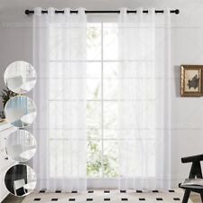 Pair 2 Panels Voile Curtains With Eyelet Ring Top Heading Net Lucy Sheer Curtain