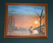 Deer By Lake Sunset Landscape