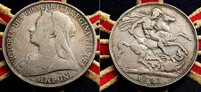 1887 CROWN Solid Silver Queen Victoria Antique Coin Old Vintage Gold Jubilee 50